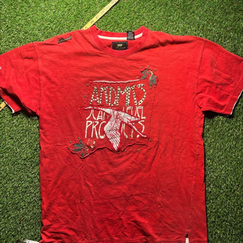 Akademiks Y2K Embroidered Graphic T-Shirt Red Men's XL